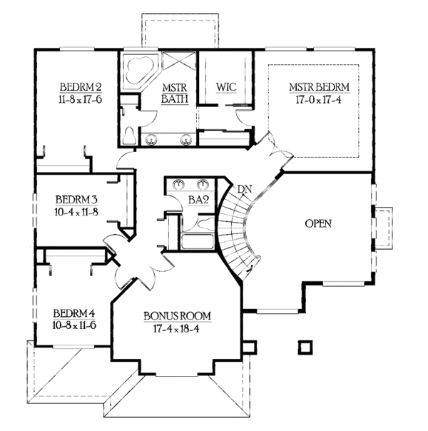 Prairie Floor Plan - Upper Floor Plan #132-395