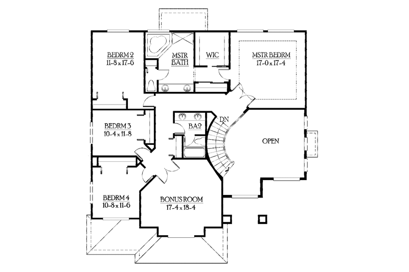 Dream House Plan - Floor Plan - Upper Floor for Prairie House Plan #132-395 - 4 bed, 2.5 bath