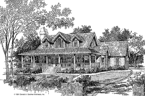 Exterior - Front Elevation 3 for Country House Plan #929-96 - 3 bed, 2.5 bath