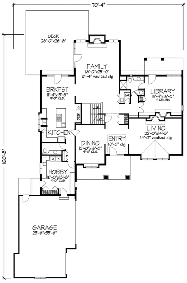 Architectural House Design - Contemporary Floor Plan - Main Floor Plan #320-1135