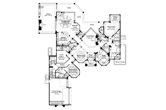 Floor Plan - Main Floor for Mediterranean House Plan #930-314 - 3 bed, 4.5 bath