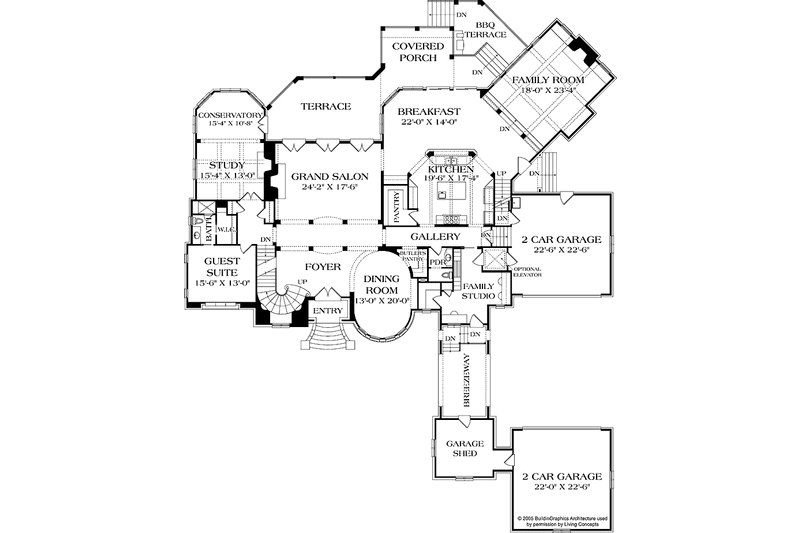 Dream House Plan - Floor Plan - Main Floor for European House Plan #453-596 - 6 bed, 6.5 bath