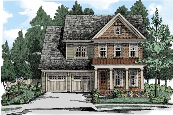 Exterior - Front Elevation 3 for Colonial House Plan #927-508 - 4 bed, 3.5 bath