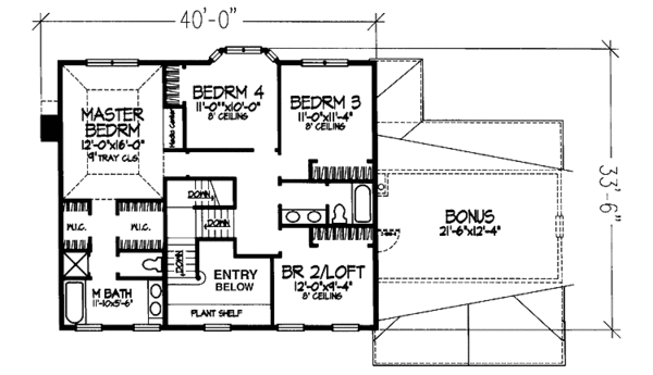 Architectural House Design - Colonial Floor Plan - Upper Floor Plan #320-1053
