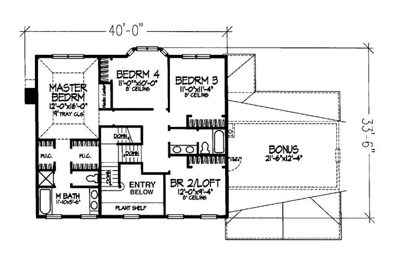 Architectural House Design - Floor Plan - Upper Floor for Colonial House Plan #320-1053 - 4 bed, 2.5 bath