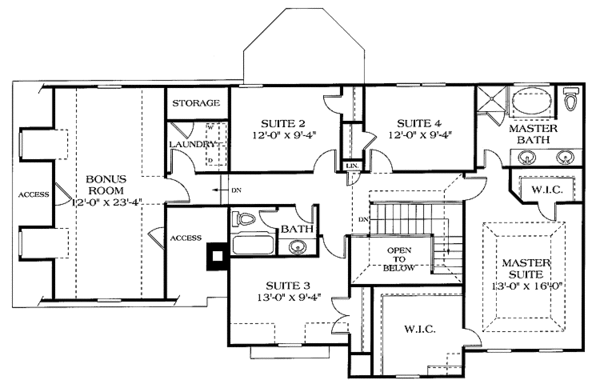 House Plan Design - Colonial Floor Plan - Upper Floor Plan #453-145