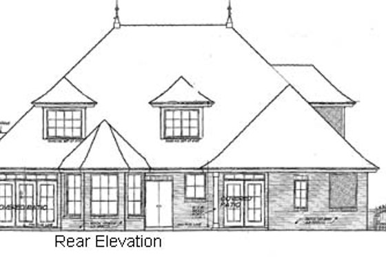 Exterior - Rear Elevation for European House Plan #310-383 - 4 bed, 3.5 bath