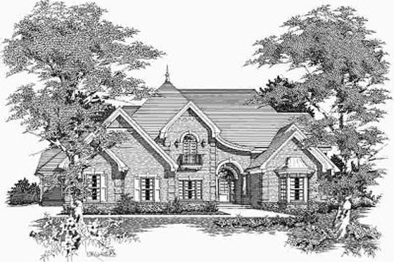 Exterior - Front Elevation for European House Plan #329-322 - 5 bed, 4.5 bath