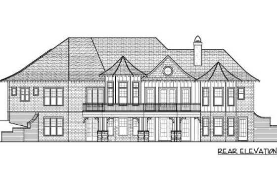 Exterior - Rear Elevation for Traditional House Plan #413-854 - 4 bed, 3.5 bath