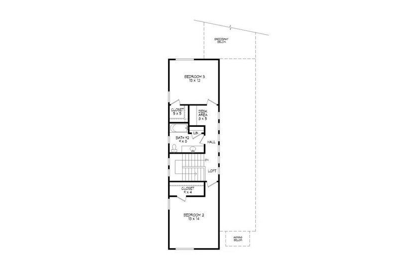 Home Plan - Floor Plan - Upper Floor for Contemporary House Plan #932-7 - 3 bed, 2 bath
