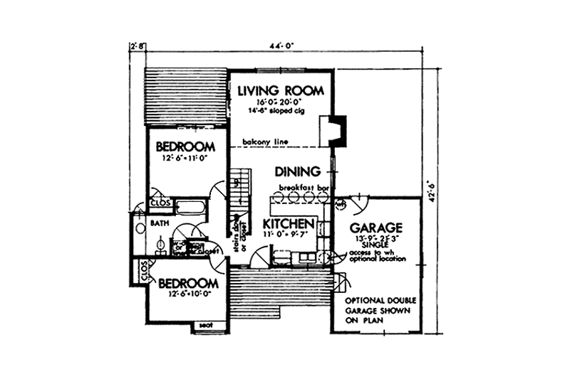 Home Plan - Floor Plan - Main Floor for Contemporary House Plan #320-1210 - 3 bed, 2 bath