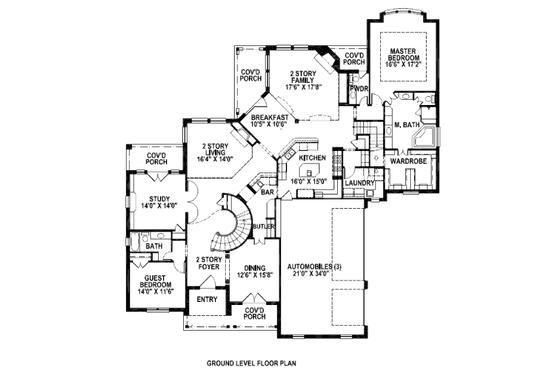Floor Plan - Main Floor for European House Plan #141-256 - 5 bed, 4.5 bath