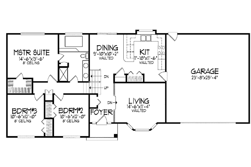Home Plan - Floor Plan - Main Floor for European House Plan #51-797 - 3 bed, 1 bath
