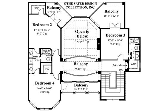 Floor Plan - Upper Floor for Mediterranean House Plan #930-343 - 4 bed, 3.5 bath