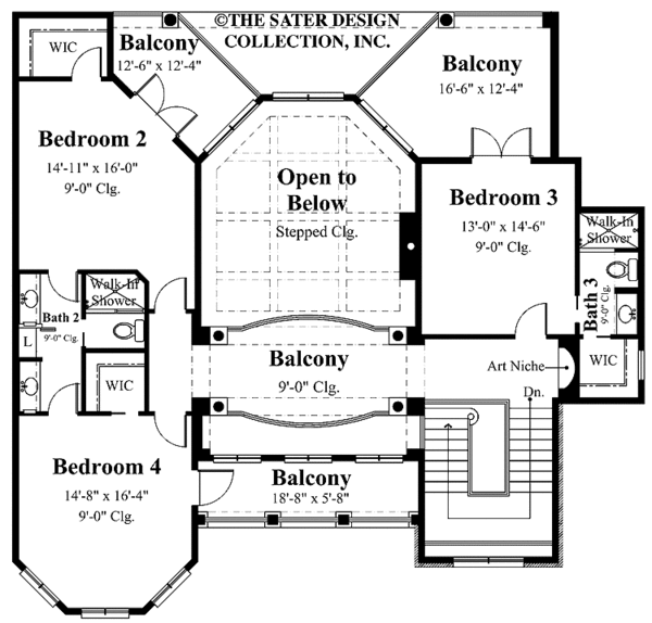 Architectural House Design - Mediterranean Floor Plan - Upper Floor Plan #930-343