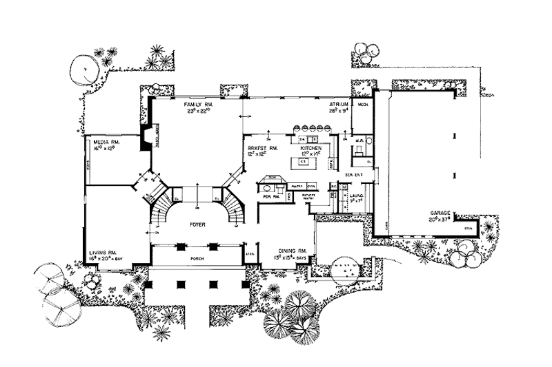 Home Plan - Floor Plan - Main Floor for Contemporary House Plan #72-872 - 4 bed, 3 bath
