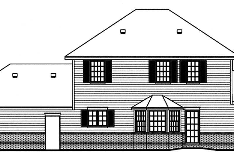 House Blueprint - Exterior - Rear Elevation for Prairie House Plan #965-10 - 3 bed, 2.5 bath