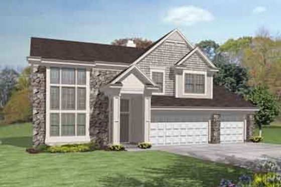 Exterior - Front Elevation for European House Plan #50-291 - 4 bed, 3 bath