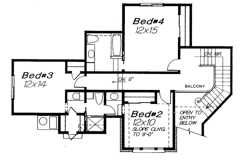 House Plan Design - Floor Plan - Upper Floor for European House Plan #310-1021 - 4 bed, 3.5 bath