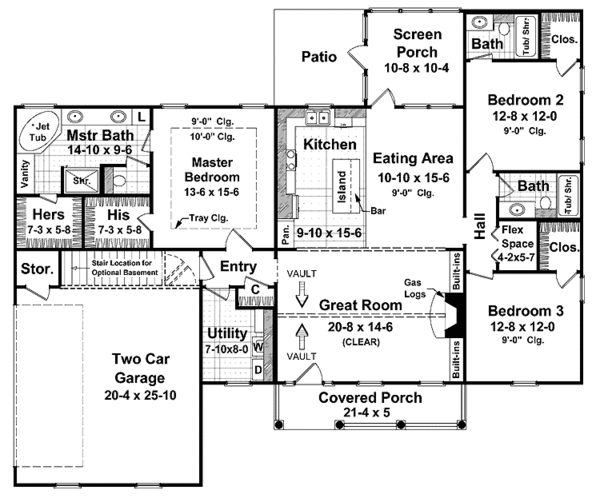 Architectural House Design - Country Floor Plan - Main Floor Plan #21-405
