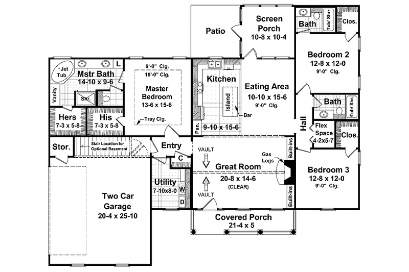 Home Plan - Floor Plan - Main Floor for Country House Plan #21-405 - 3 bed, 3 bath