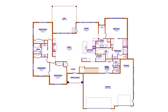 Floor Plan - Main Floor for Craftsman House Plan #1089-5 - 4 bed, 2.5 bath