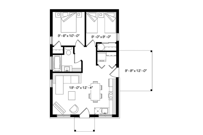 Dream House Plan - Floor Plan - Main Floor for Ranch House Plan #23-2607 - 2 bed, 1 bath