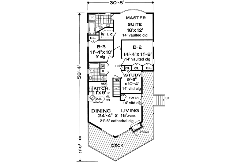 Home Plan - Floor Plan - Main Floor for Cottage House Plan #3-336 - 3 bed, 2 bath