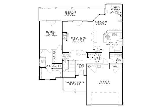 Floor Plan - Main Floor for European House Plan #17-2932 - 4 bed, 3.5 bath