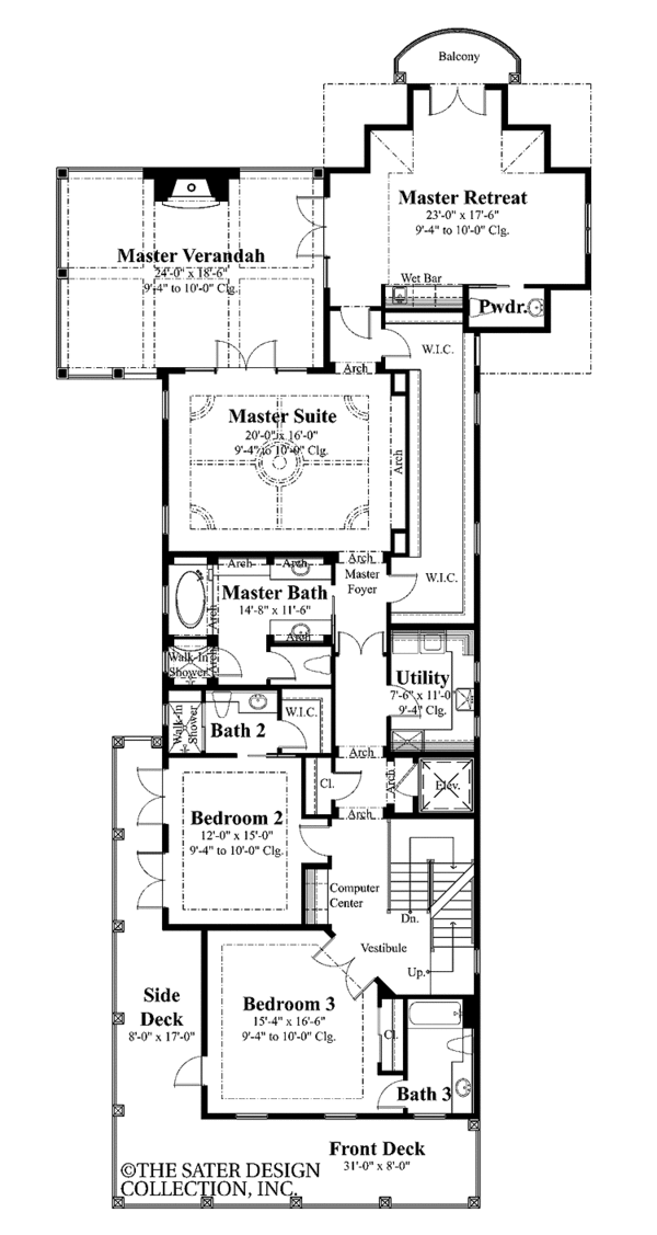 Southern Floor Plan - Upper Floor Plan #930-402