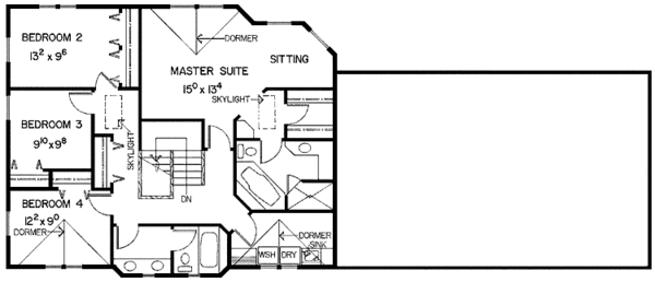 Home Plan - Tudor Floor Plan - Upper Floor Plan #60-790