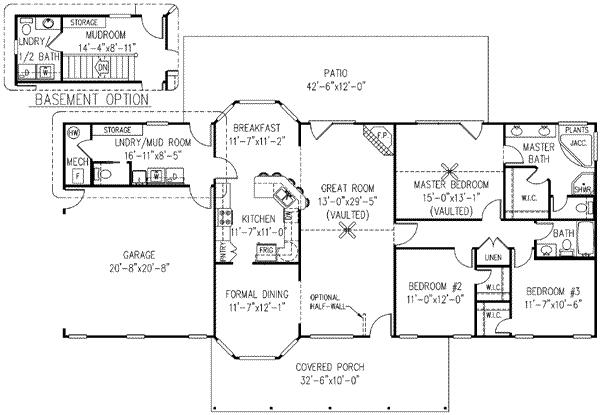 Architectural House Design - Country Floor Plan - Main Floor Plan #11-112