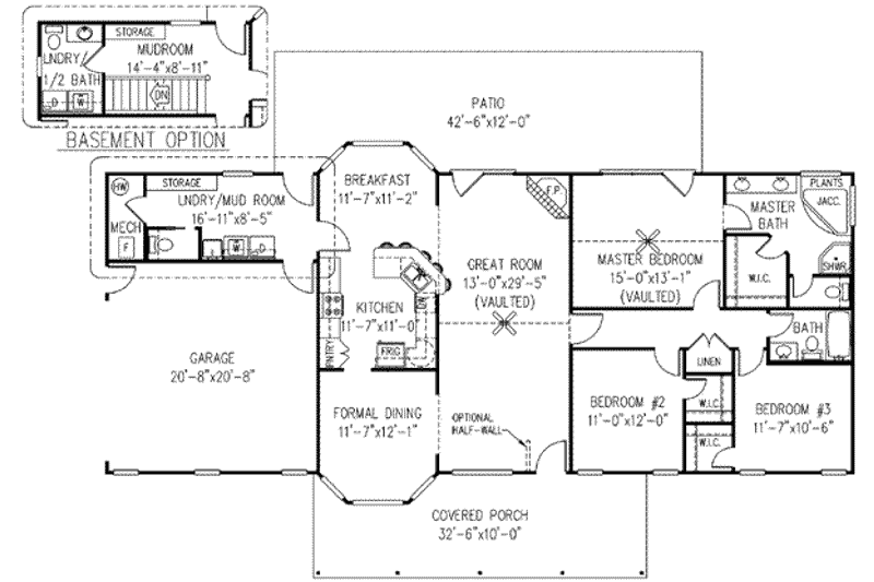 Architectural House Design - Floor Plan - Main Floor for Country House Plan #11-112 - 3 bed, 2.5 bath