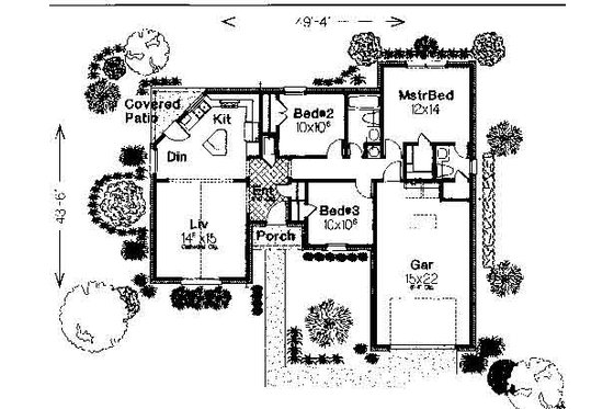 Floor Plan - Main Floor for Colonial House Plan #310-743 - 3 bed, 1.5 bath