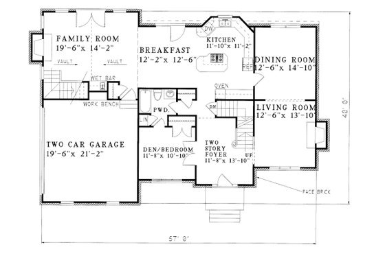 Floor Plan - Main Floor for Traditional House Plan #30-357 - 3 bed, 4 bath
