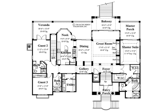 Floor Plan - Main Floor for Mediterranean House Plan #930-150 - 3 bed, 3 bath