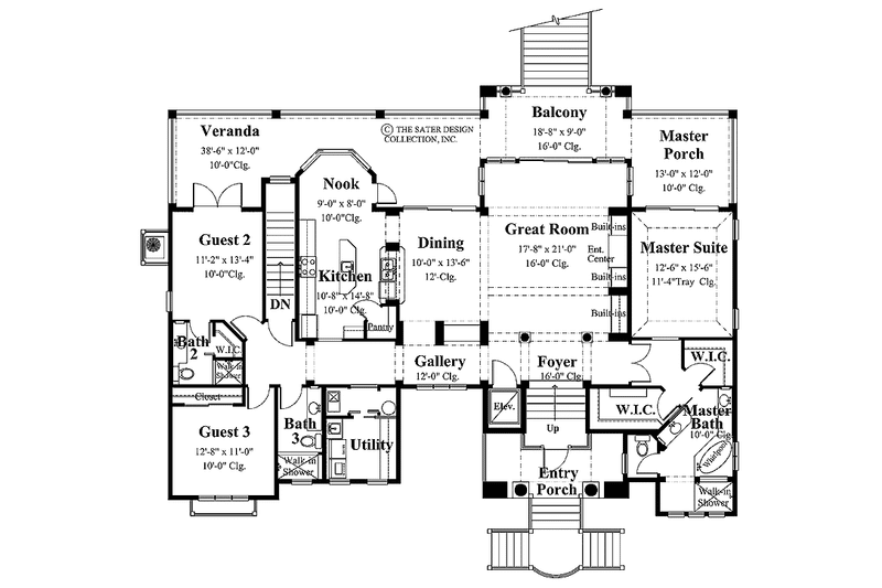 Architectural House Design - Floor Plan - Main Floor for Mediterranean House Plan #930-150 - 3 bed, 3 bath