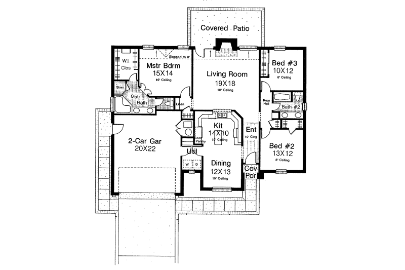 Home Plan - Floor Plan - Main Floor for European House Plan #310-1182 - 3 bed, 2 bath