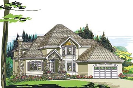 Exterior - Front Elevation for European House Plan #47-375 - 4 bed, 3 bath