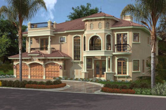 Exterior - Front Elevation for Mediterranean House Plan #420-296 - 5 bed, 6.5 bath