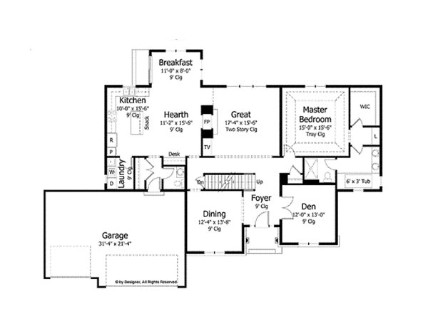 House Plan Design - Colonial Floor Plan - Main Floor Plan #51-1041