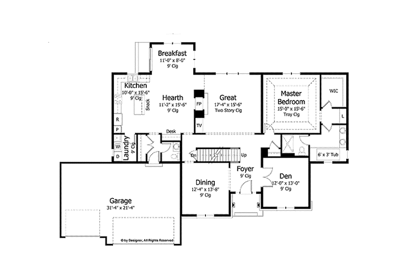 Home Plan - Floor Plan - Main Floor for Colonial House Plan #51-1041 - 4 bed, 3.5 bath