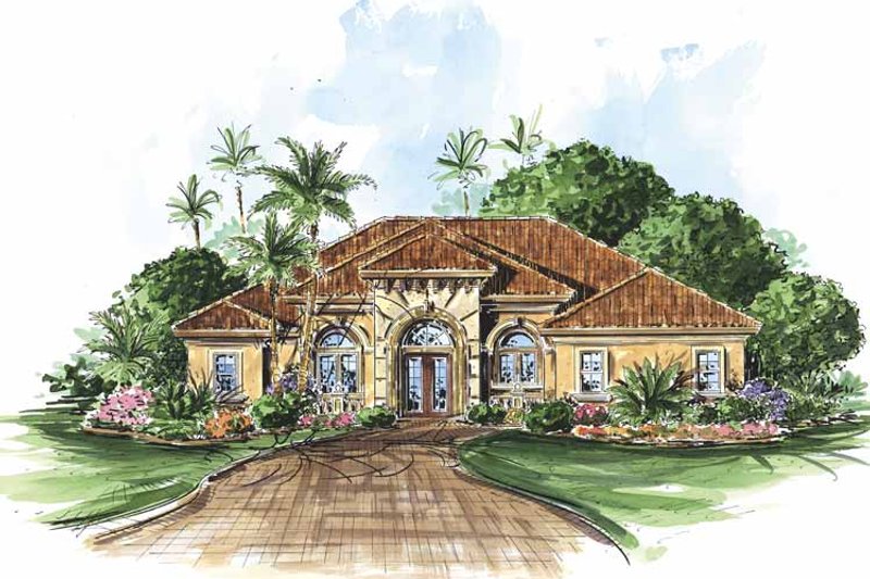 Home Plan - Exterior - Front Elevation 3 for Mediterranean House Plan #1017-86 - 3 bed, 3 bath