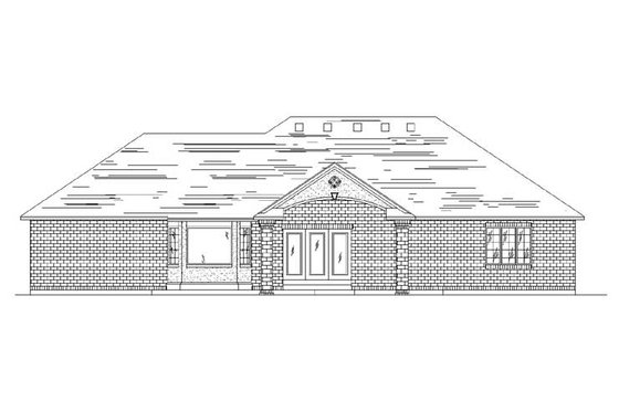 Exterior - Rear Elevation for Ranch House Plan #5-244 - 3 bed, 2.5 bath