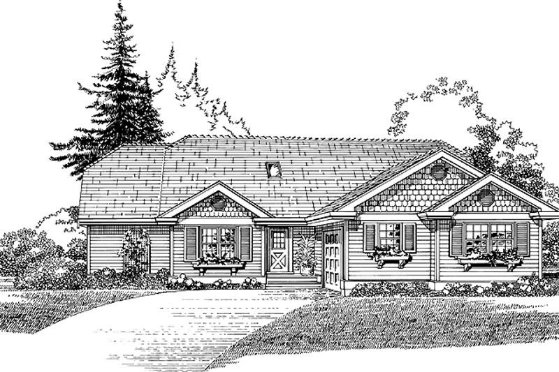 House Blueprint - Ranch Exterior - Front Elevation Plan #47-1007