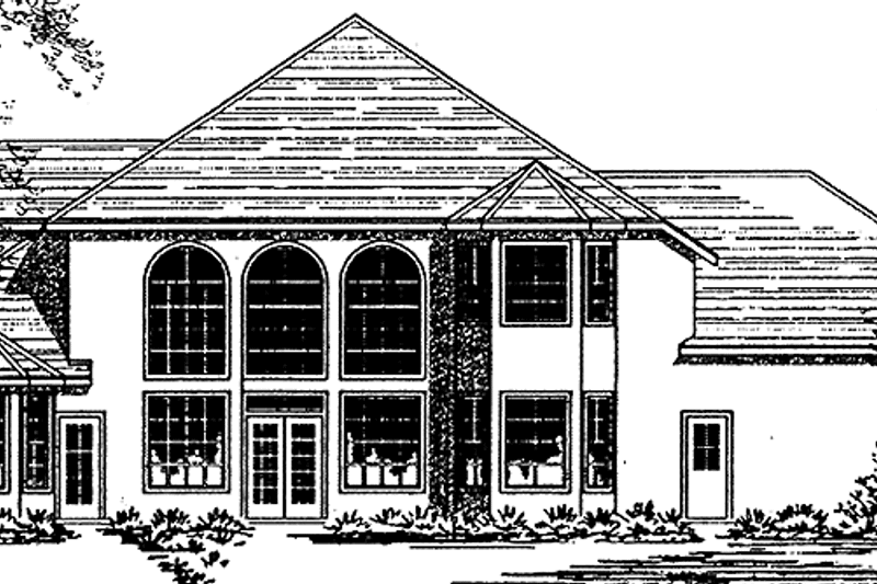 Home Plan - Exterior - Rear Elevation for Mediterranean House Plan #472-320 - 4 bed, 3 bath