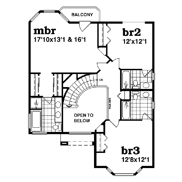 Mediterranean Floor Plan - Upper Floor Plan #47-373