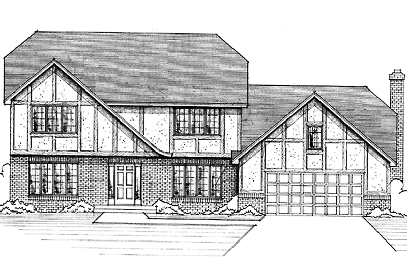 Architectural House Design - Exterior - Front Elevation 3 for Tudor House Plan #51-878 - 4 bed, 2.5 bath