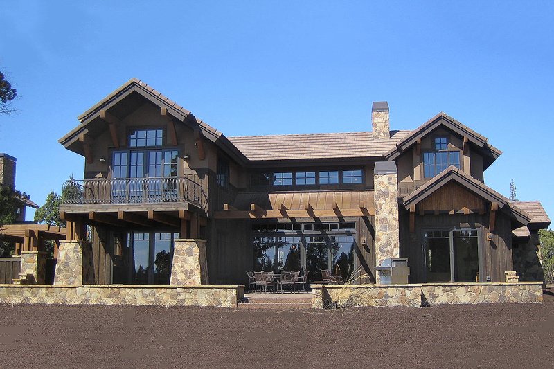 Architectural House Design - Craftsman style home, rear elevation