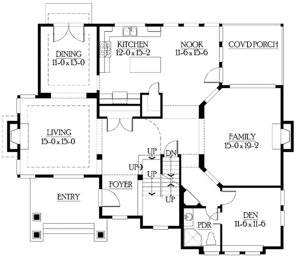 Craftsman Floor Plan - Main Floor Plan #132-466
